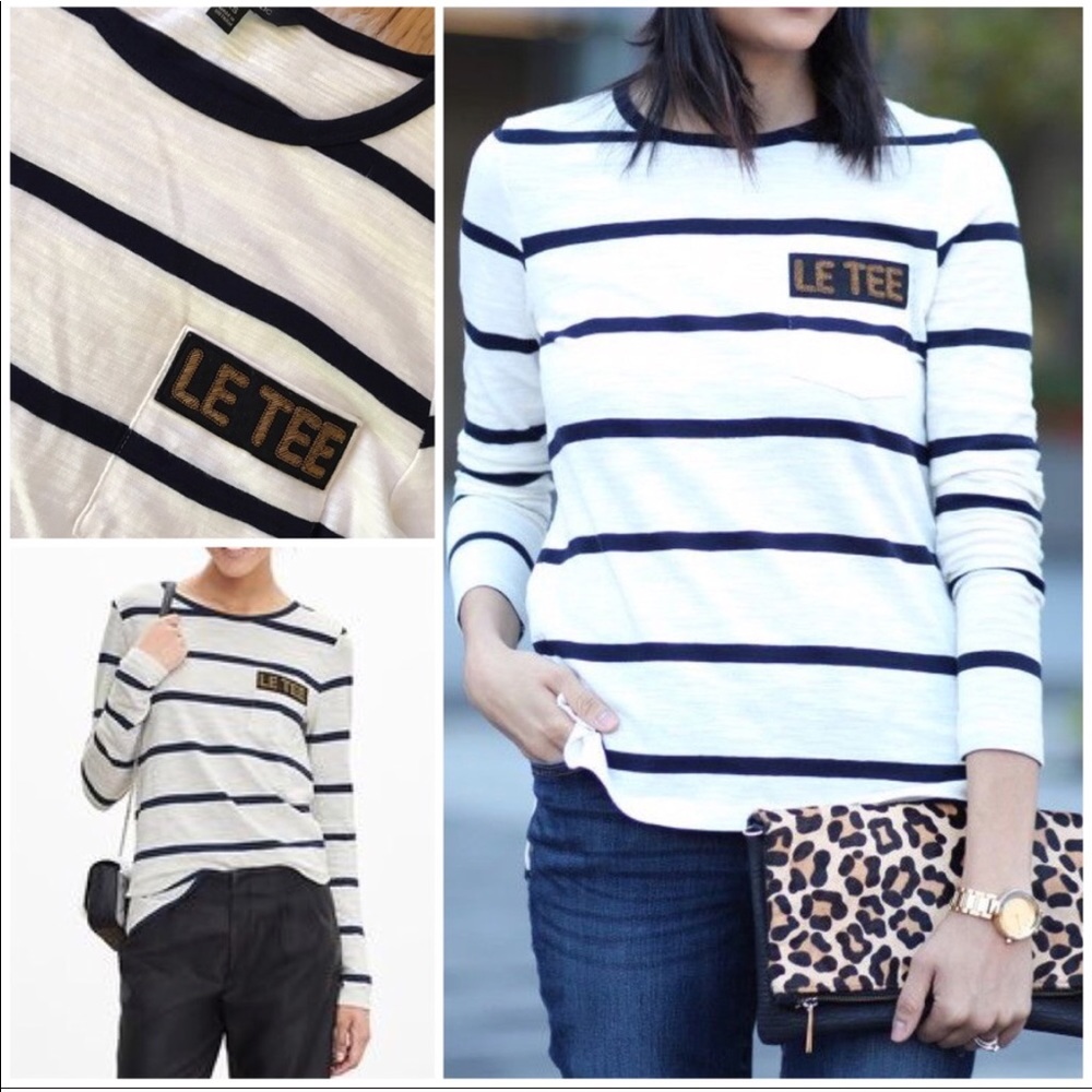 Banana Republic Striped Beaded Le Tee Shirt - Picture 3 of 4